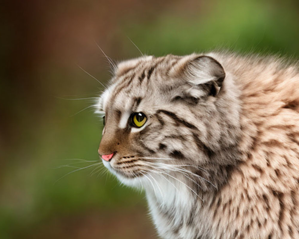 Close-Up of Manul Cat with Yellow Eyes and Fluffy Ears