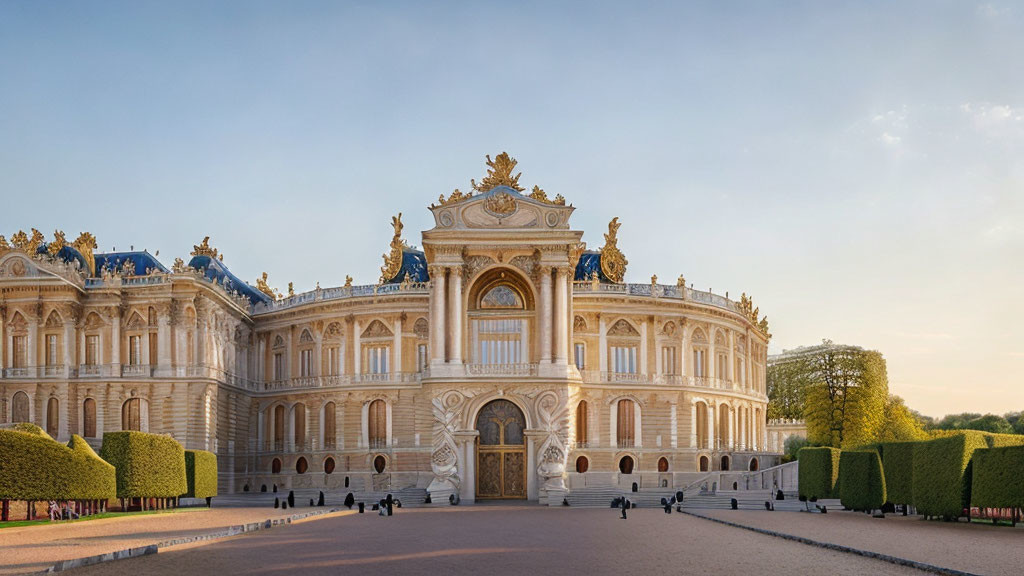 Historical Palace with Ornate Facades and Golden Statues