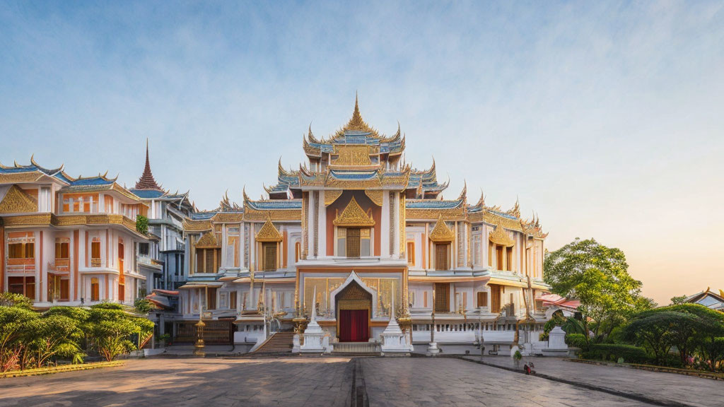 Ornate palace with golden spires and traditional architecture