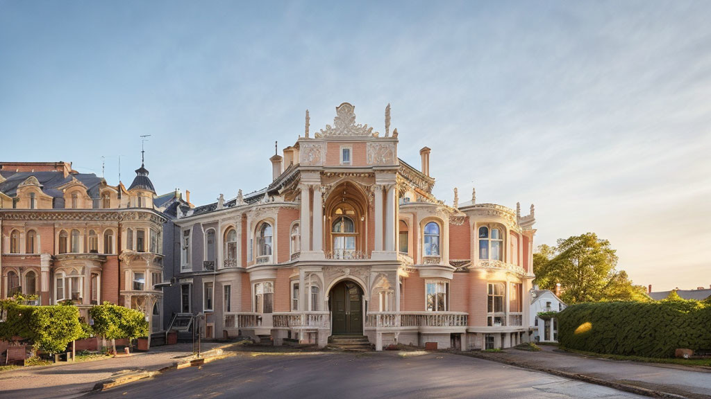 Elaborate Historical Building with Balconies and Decorative Façade