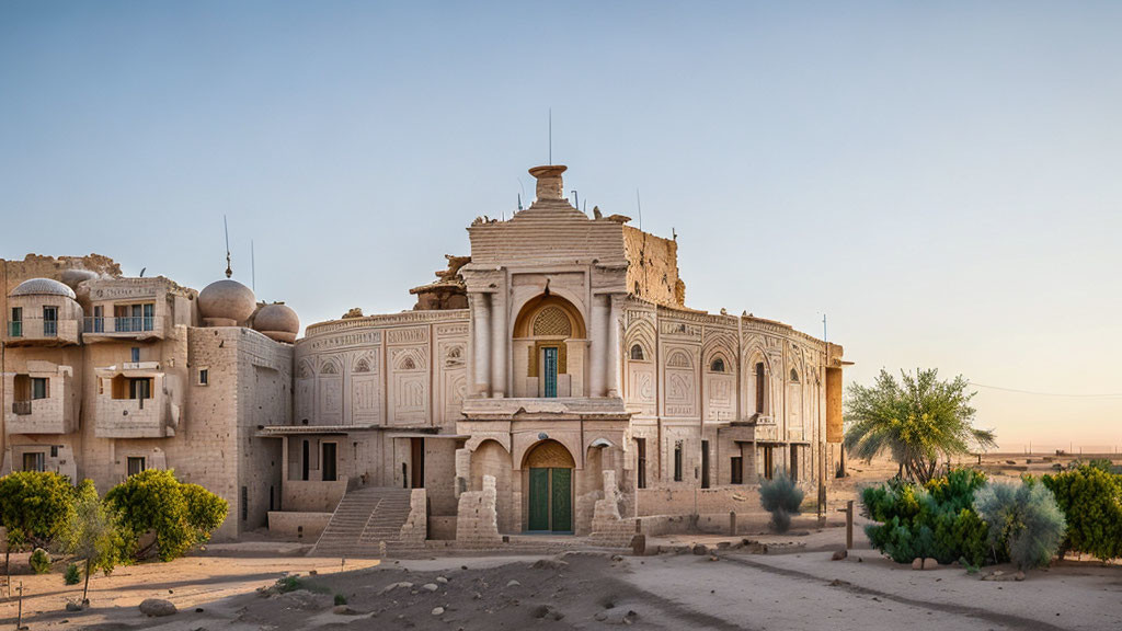 Ornate Middle Eastern Architecture with Arched Windows & Domes