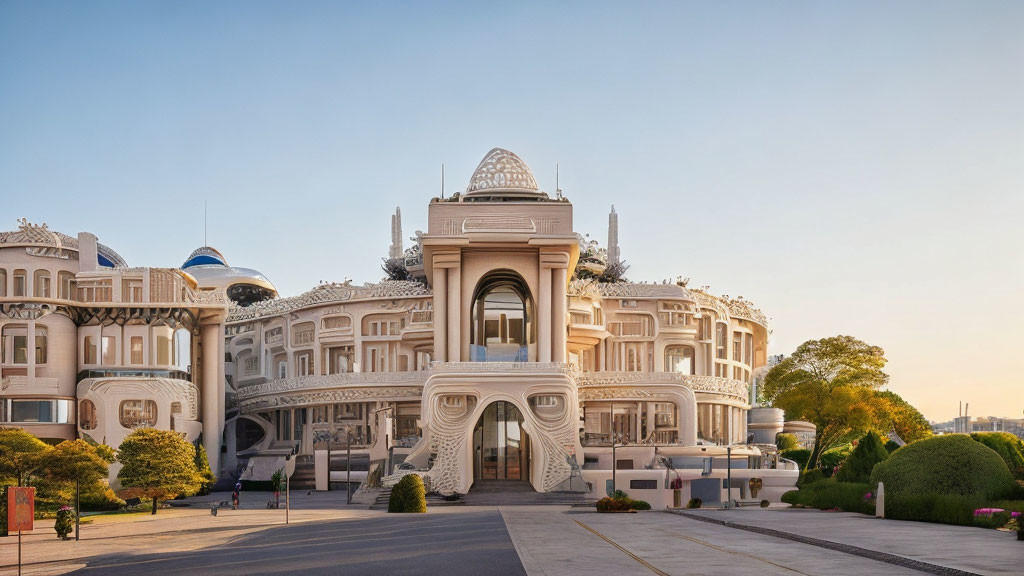 Ornate palace with large domes and grand entrance