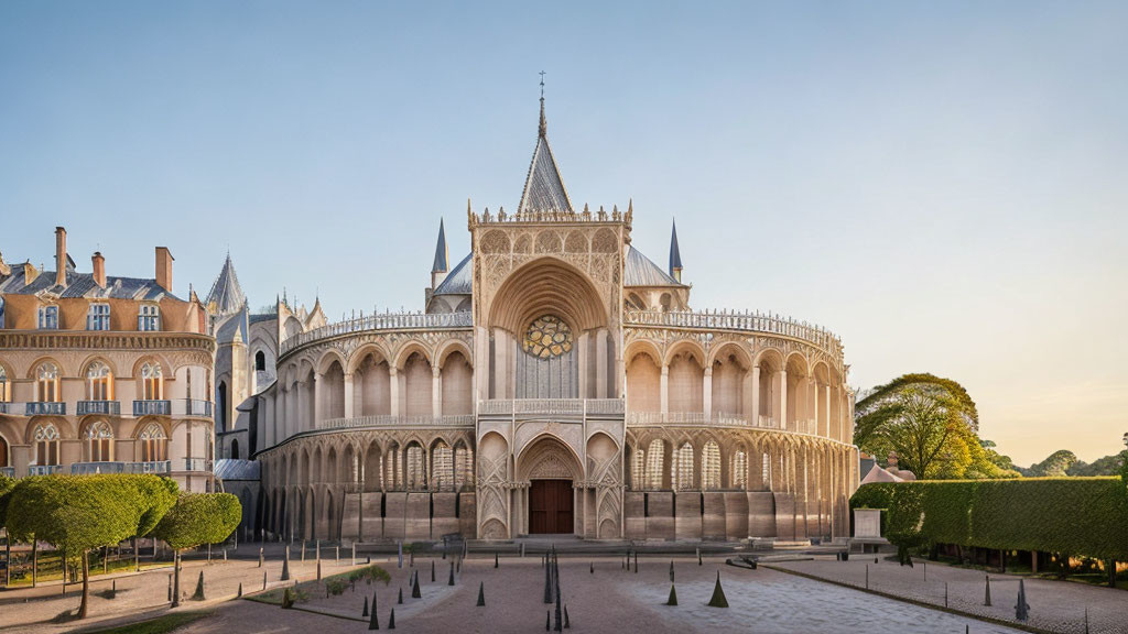 Gothic-style royal chapel with ornate facade and rose window