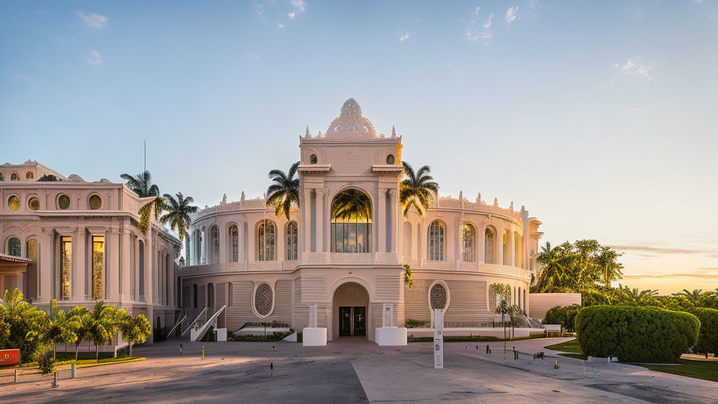 Classical architecture white building at sunset