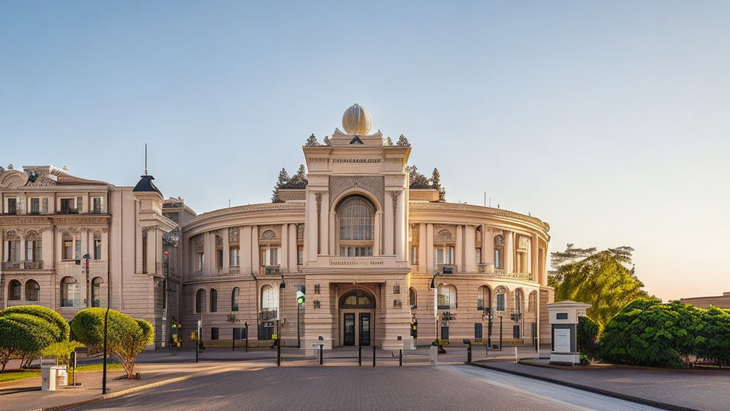 Neoclassical-style Building with Central Dome and Pillared Facade