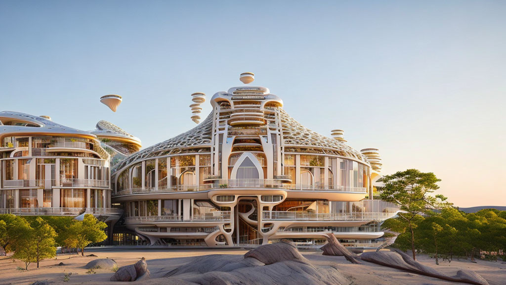 Organic Futuristic Building with Spherical Structures