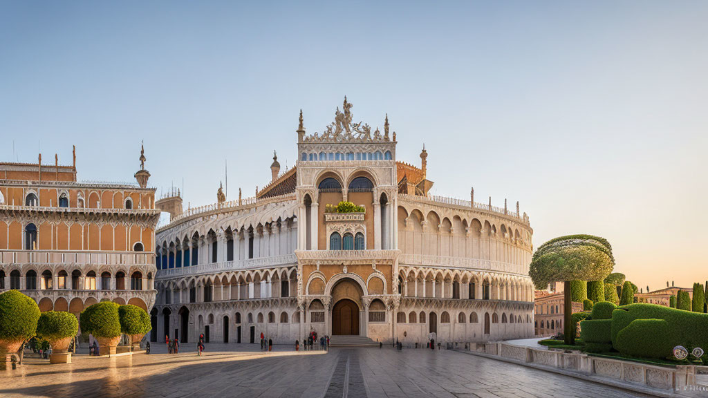 Ornate Doge's Palace Panoramic View at Golden Hour