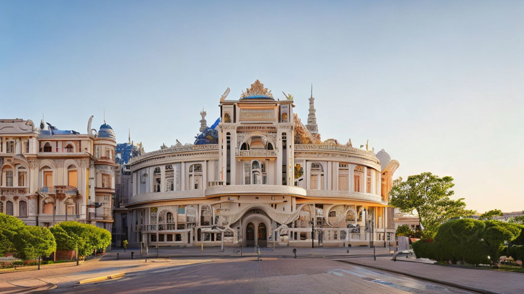 Elaborate Historic Building Against Clear Blue Sky