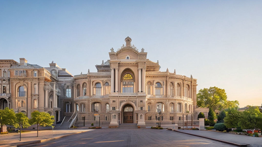 Classical building with stately columns and intricate details