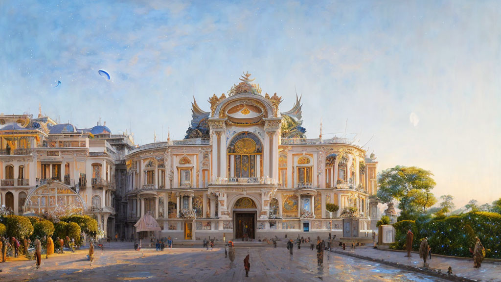 Baroque-style palace with ornate facades and golden details