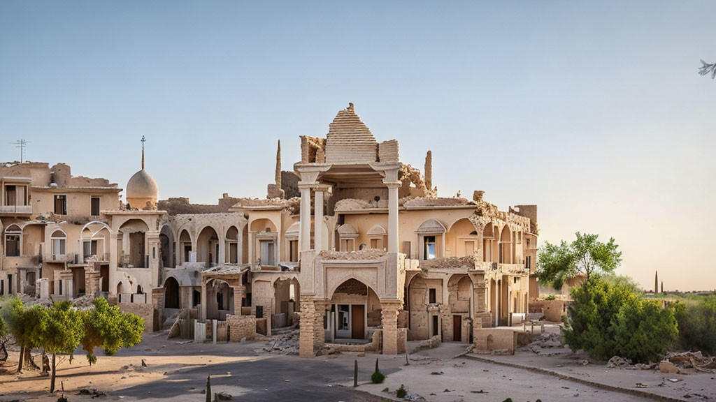 Traditional Desert Buildings at Sunrise/Sunset