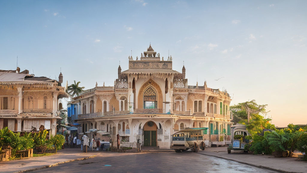 Indo-Islamic Architecture with Arched Windows and Elaborate Details