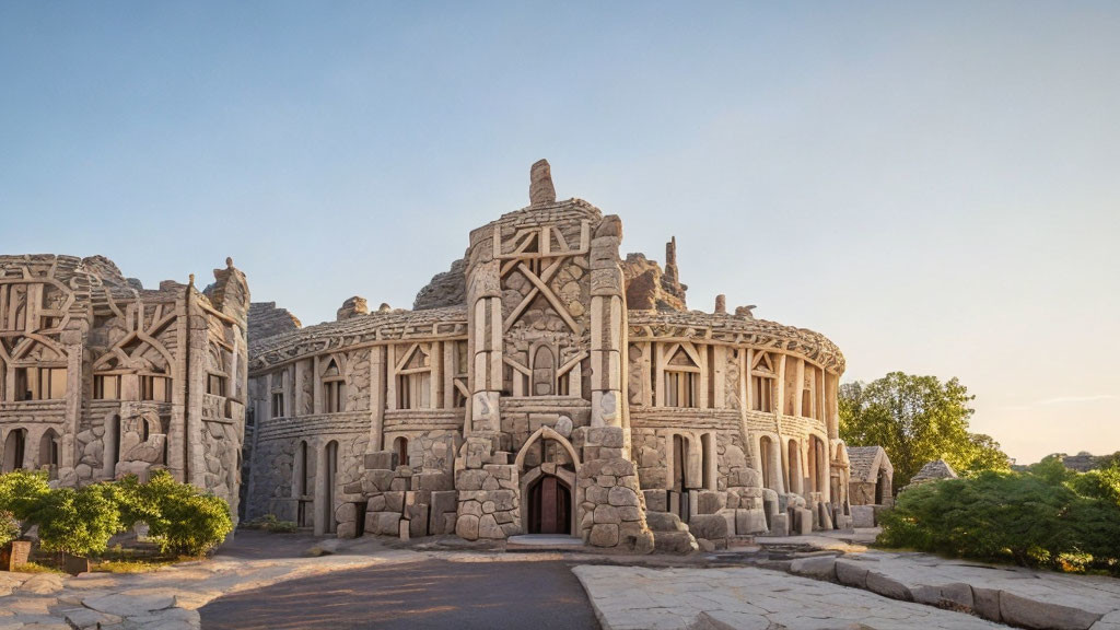 Intricate Carved Stone Structure Resembling Historic Fortress