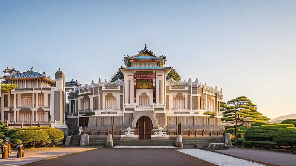 Intricate Traditional Asian Architecture at Dusk