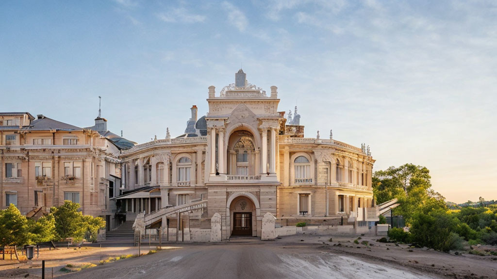 Neoclassical architecture: elegant historic building with grand facade