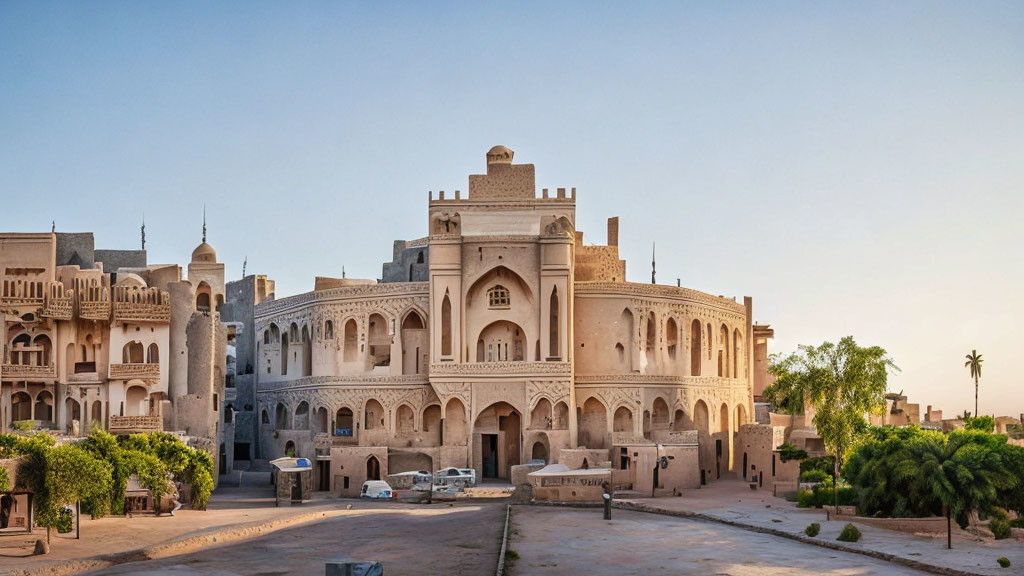 Intricate Traditional Middle Eastern Architecture on Clear Day