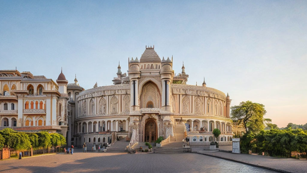 Ornate palace with intricate architecture and grand archway