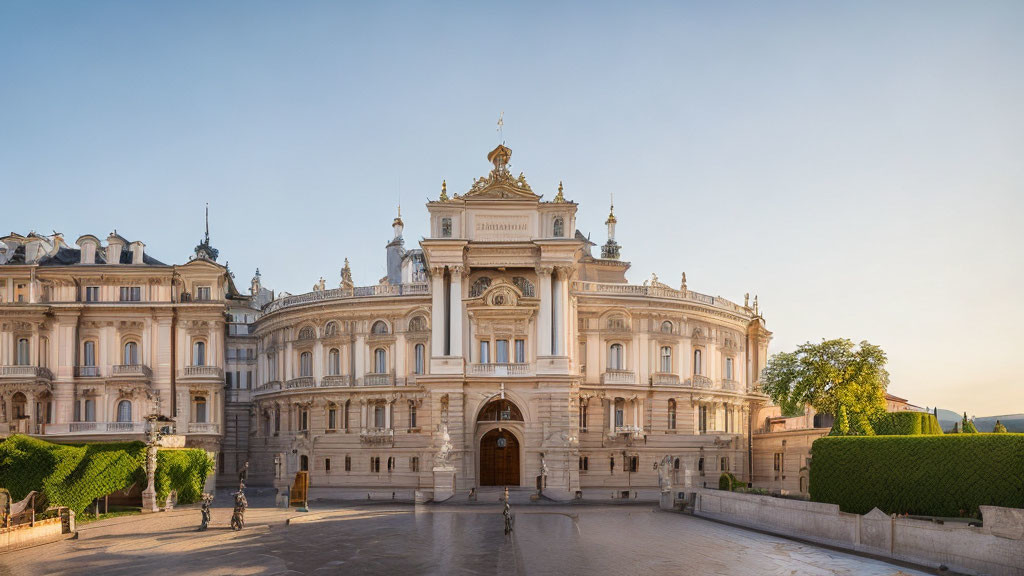 European-style Palace with Intricate Architecture and Grand Entrance