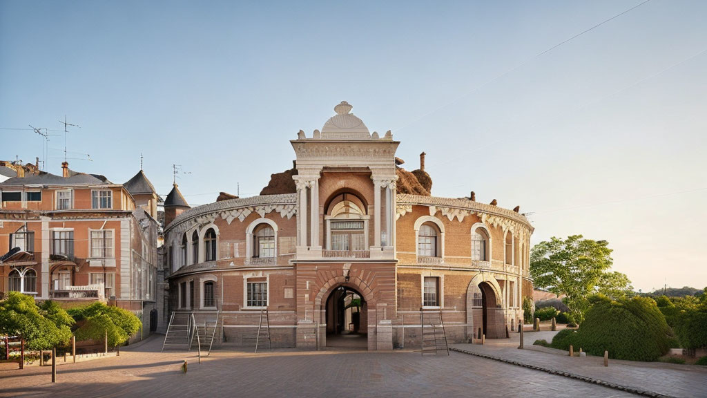 Historic building with ornate facade on quiet square