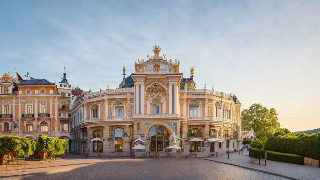 Baroque-style Building with Elaborate Sculptures and Decorations