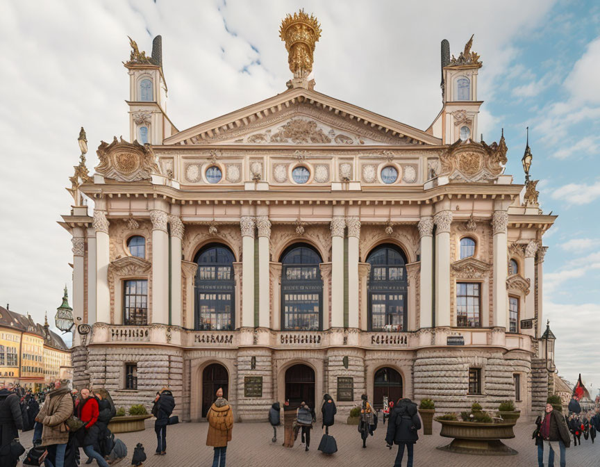 Baroque-style Theater Exterior with Golden Ornaments