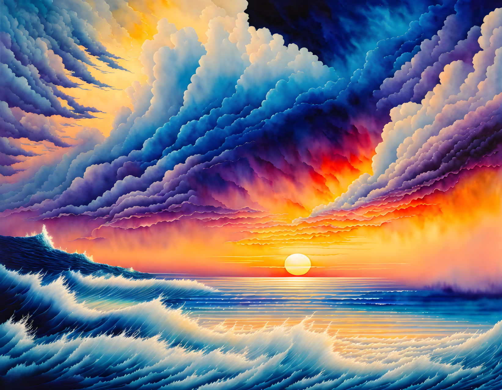 Dramatic sunset seascape with vibrant colors