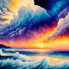Dramatic sunset seascape with vibrant colors