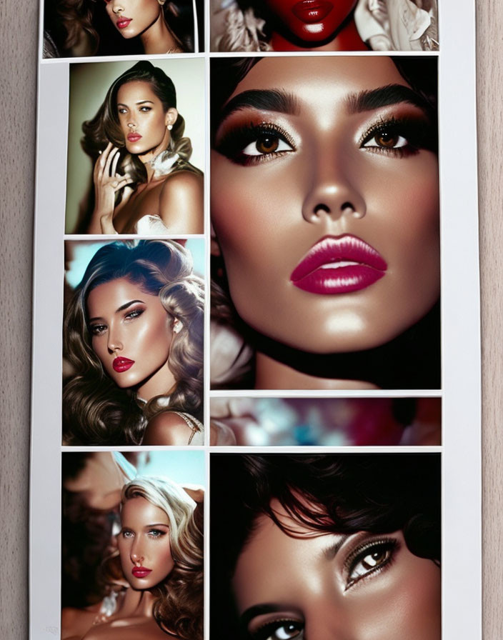 Collage of Beauty Themed Glamour Portraits with Detailed Cosmetic Work