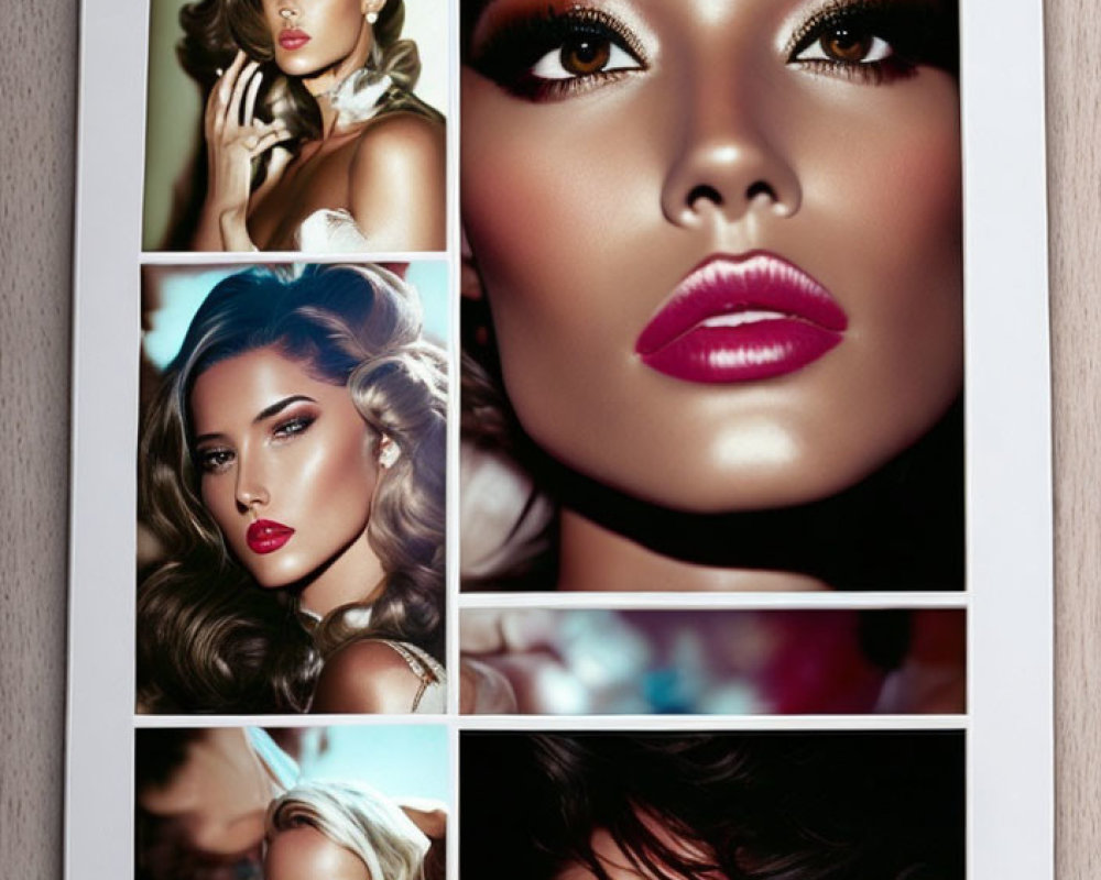 Collage of Beauty Themed Glamour Portraits with Detailed Cosmetic Work