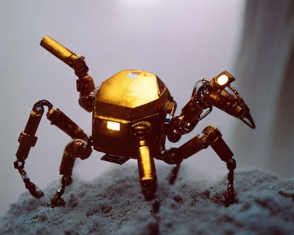 Golden Quadrupedal Robot on Lunar-Like Rocky Surface