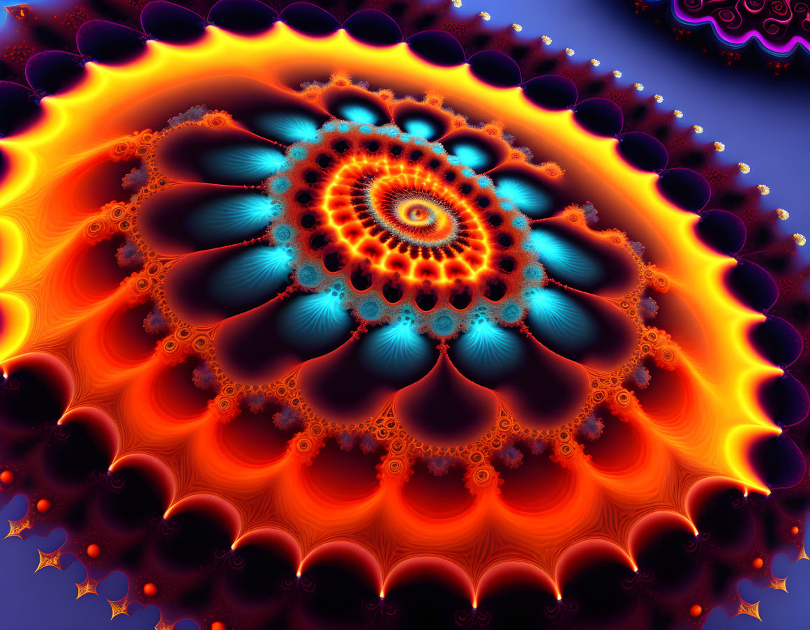 Colorful Fractal Image with Spiraling Pattern and Detailed Design