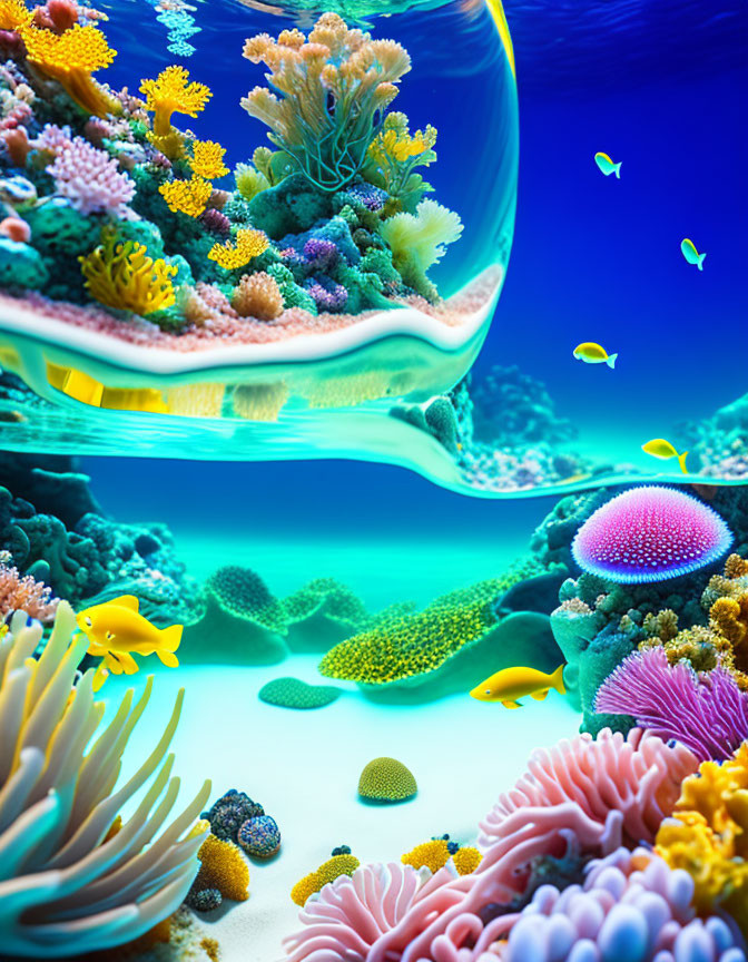 Colorful Coral Reefs and Marine Life in Clear Blue Water