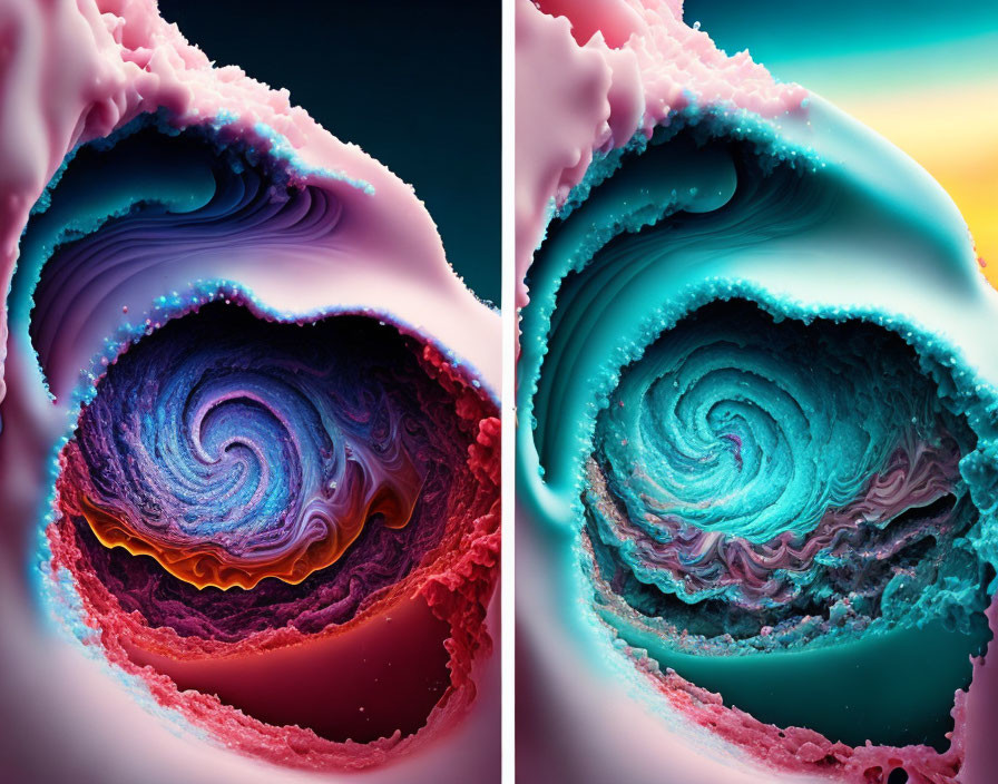 Colorful Abstract Digital Art: Swirling Blue, Pink & Orange Formations