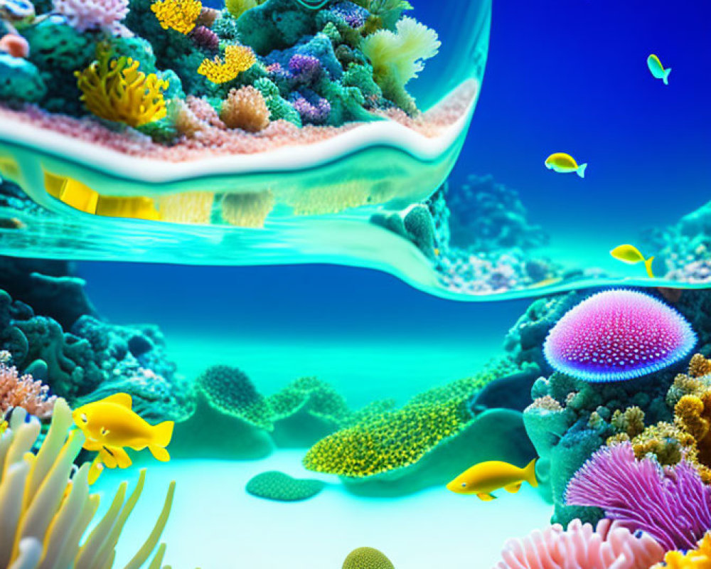 Colorful Coral Reefs and Marine Life in Clear Blue Water