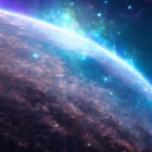 Colorful celestial body and galaxies in vibrant space scene