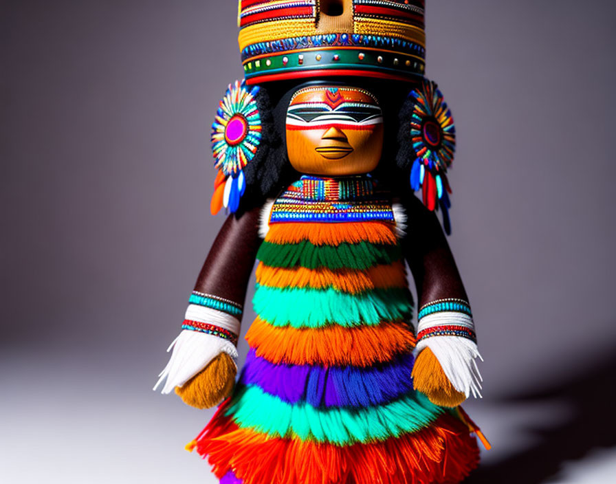 Colorful Native-Inspired Figurine with Intricate Patterns