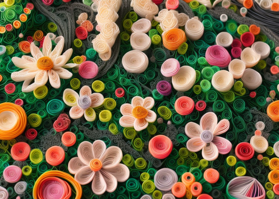 Colorful Quilled Paper Art with Intricate Floral Designs