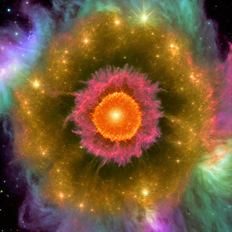 Vibrant cosmic image of colorful nebula and stars