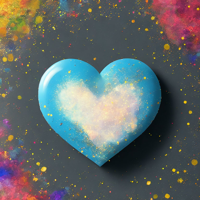 Cosmic Pattern 3D Heart on Galaxy Background