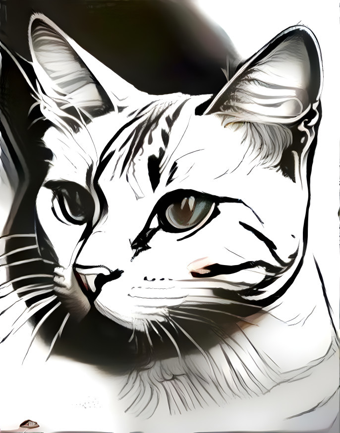 sketch of a white cat