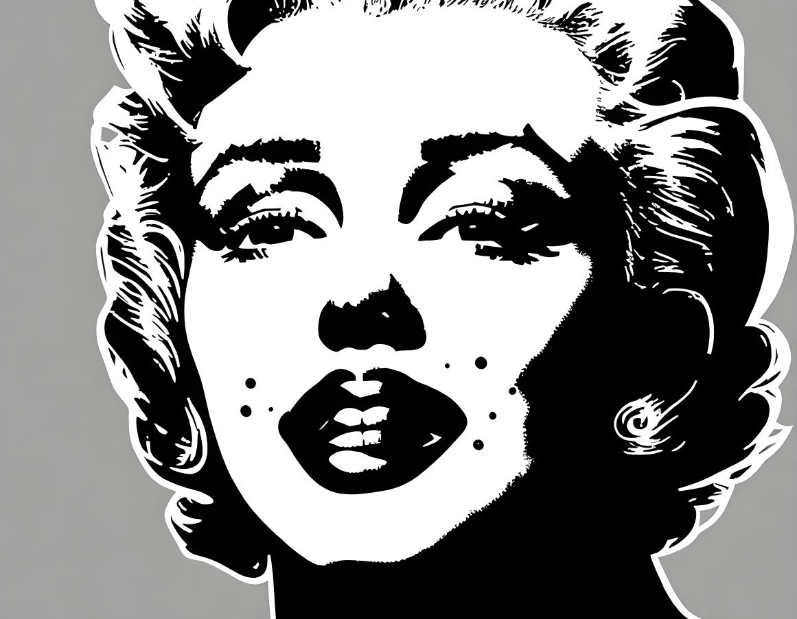 Iconic Black and White Pop Art Portrait of Woman