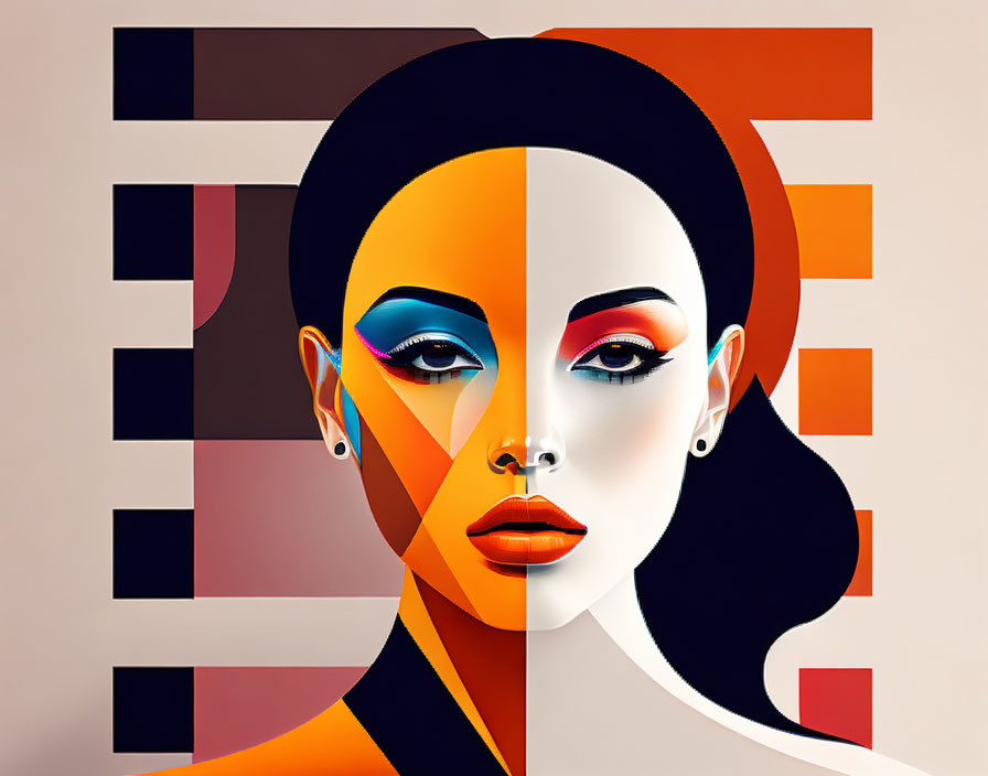 woman, minimalist graphics, geometric abstraction 