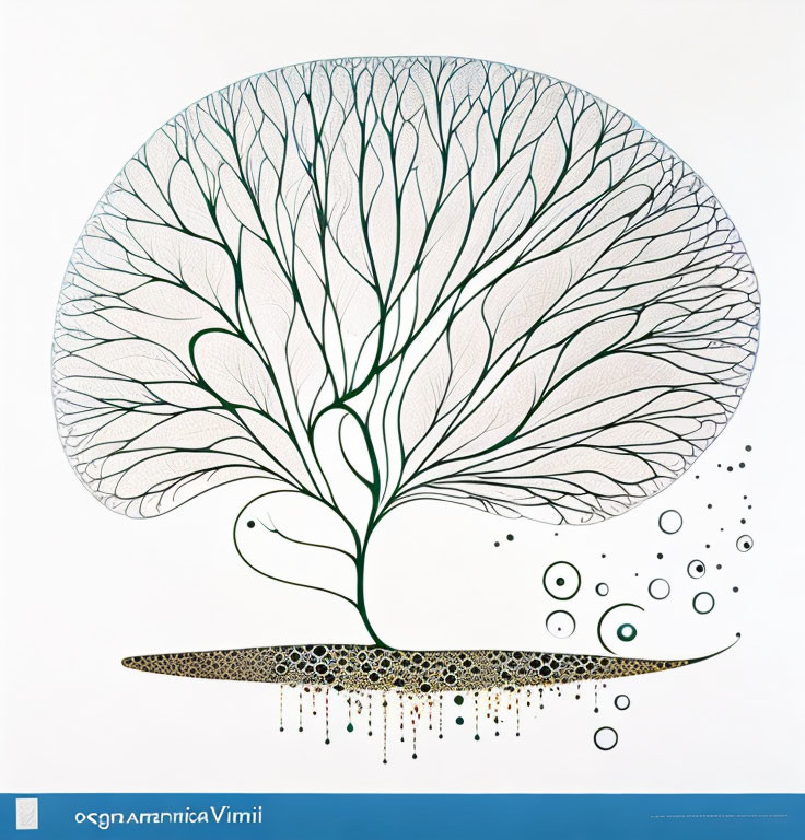 Stylized image of dome-shaped tree branches on speckled surface