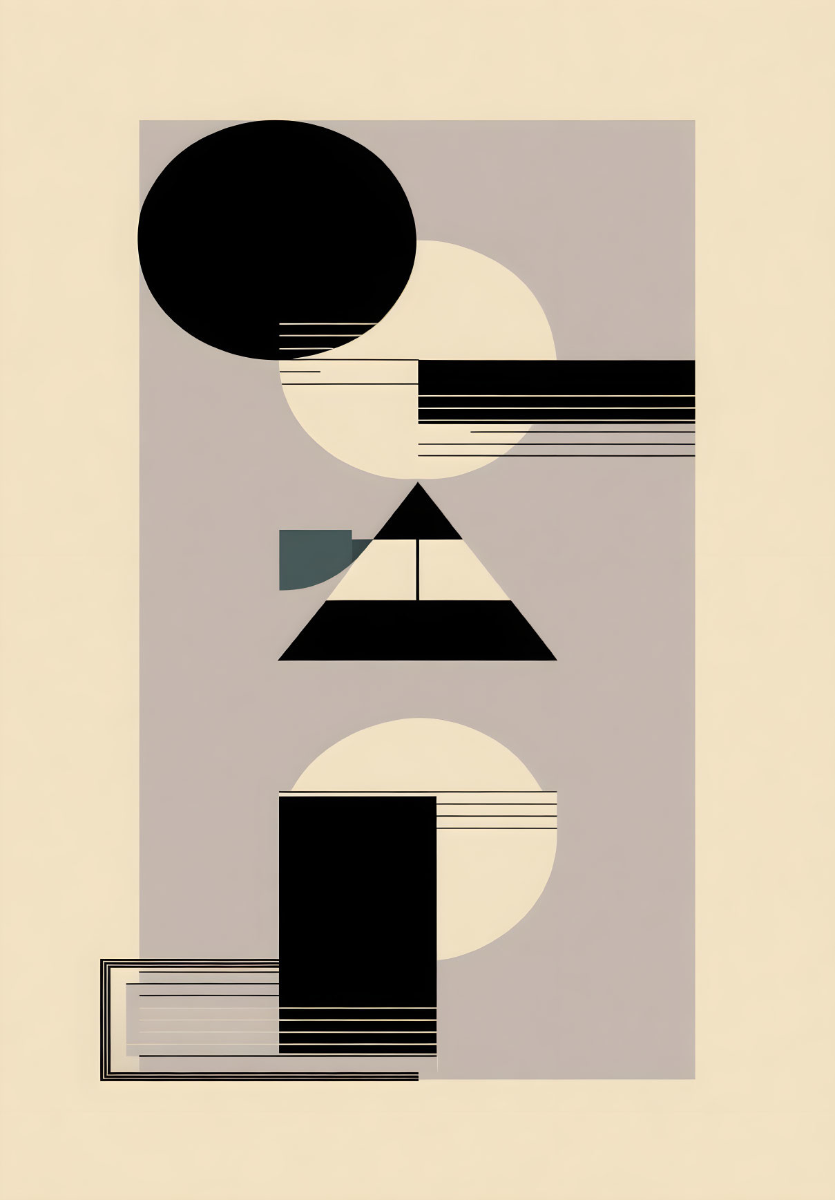 Geometric Art with Overlapping Shapes in Muted Colors