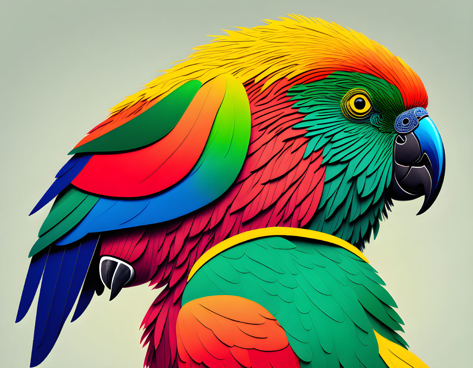 Vibrant Parrot Illustration with Colorful Feathers