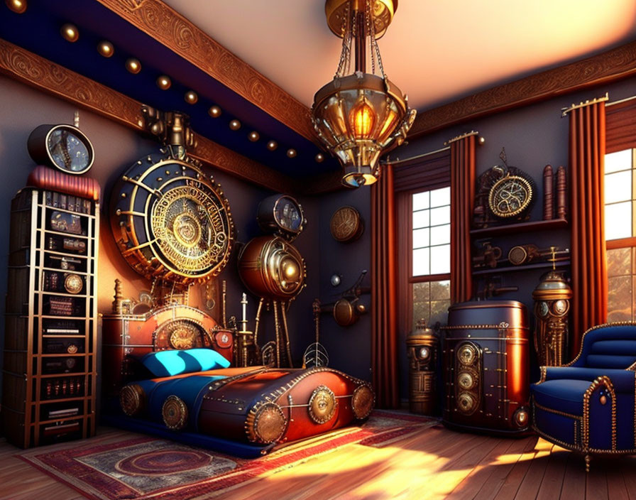 MODERN STEAMPUNK ROOM FOR A TEEN, LIKES STEAMPUNK