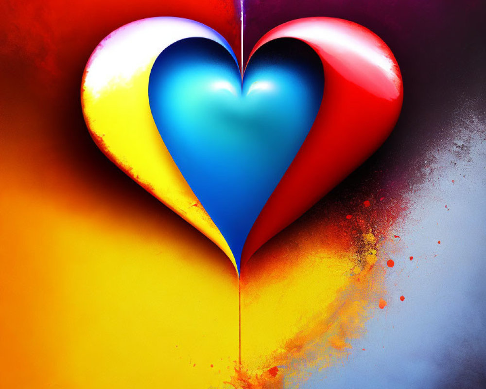 Colorful Gradient Heart Artwork on Speckled Background