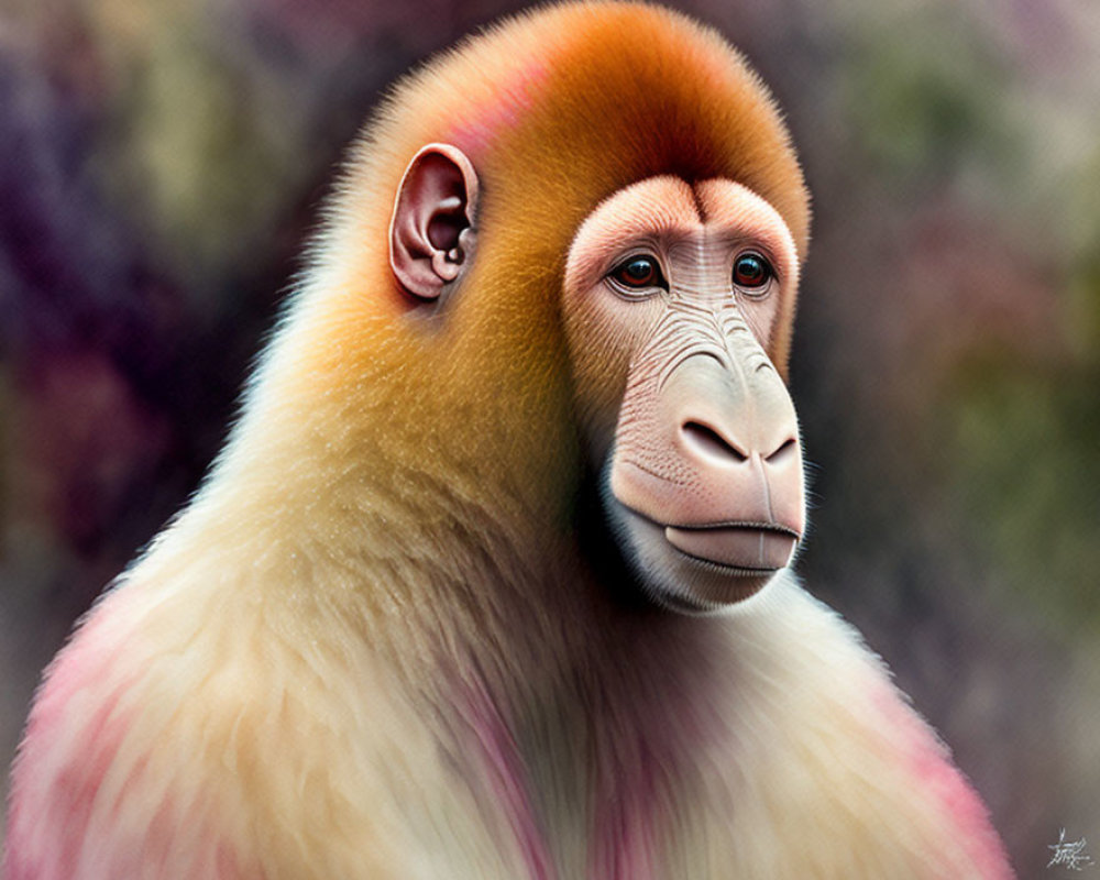 Vibrant portrait of a golden snub-nosed monkey with unique fur colors