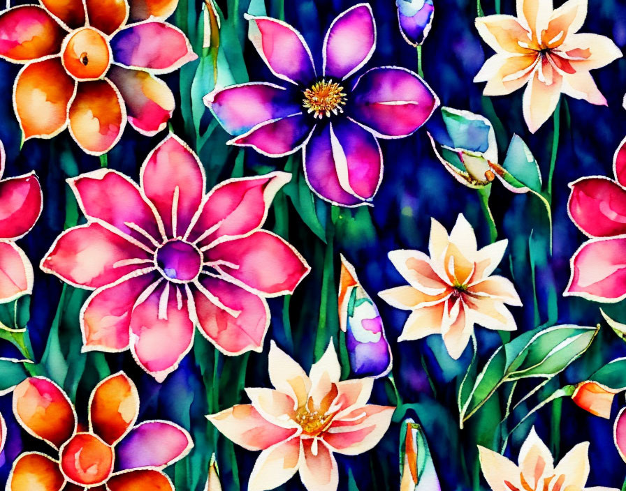 repeatable pattern, flowers a lot of colors