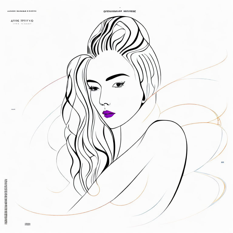 Woman with Bold Makeup & Abstract Lines in Black & White with Purple & Gold